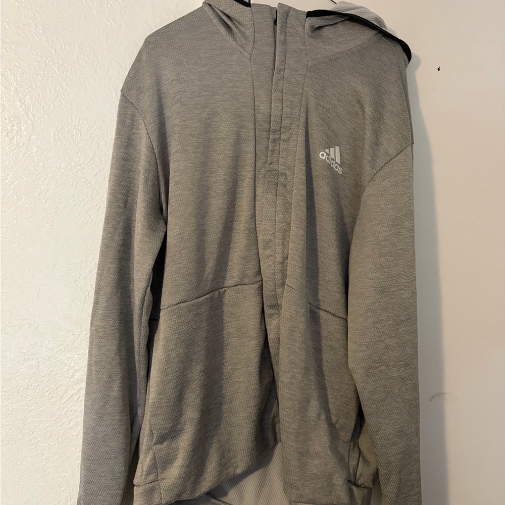 Adidas Light Gray Mesh Hoodie